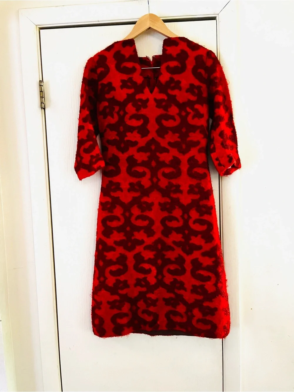 VTG 60s Retro Wool Mod Twiggy Madmen Handmade Metal Zip Dress S